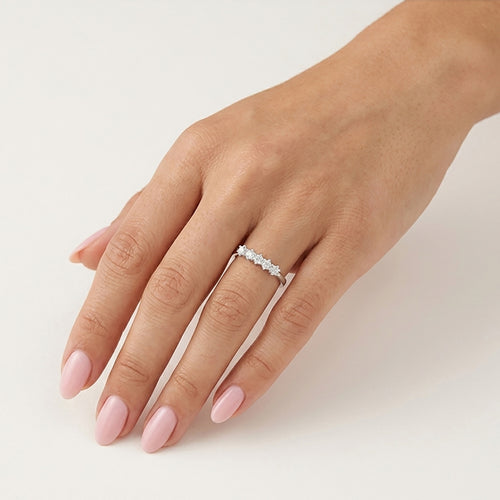 Diamond five stone ring in white gold