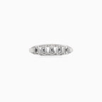 White Gold Emerald And Round Cut Diamond Band Ring