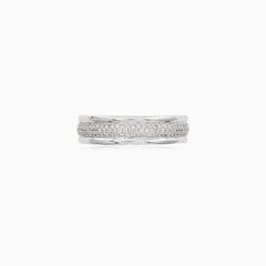 White Gold Triple Row Pavé Diamond Ring