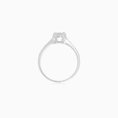 White Gold Diamond Solitaire Luster Ring