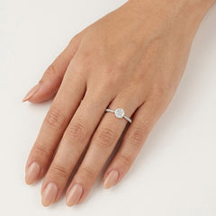 White Gold Diamond Solitaire Luster Ring