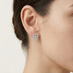 Diamond Floral Drop Earrings in White Gold