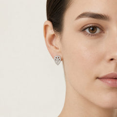 Diamond Floral Drop Earrings in White Gold