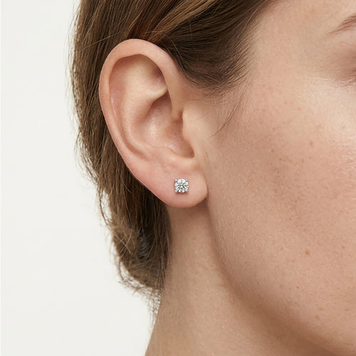 Classic Diamond Stud Earrings in White Gold
