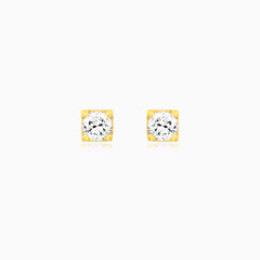 Classic Yellow Gold Diamond Stud Earrings