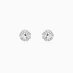 White Gold Solitaire Diamond Stud Earrings