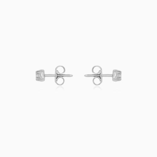 White Gold Solitaire Diamond Stud Earrings