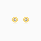 Modern Yellow Gold Bezel Diamond Stud Earrings
