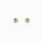 Minimalist Yellow Gold Diamond Stud Earrings