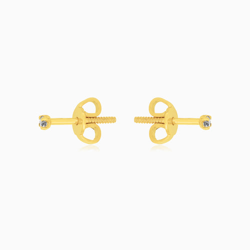 Minimalist Yellow Gold Diamond Stud Earrings