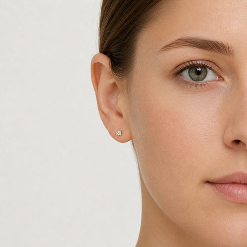 Minimalist Yellow Gold Diamond Stud Earrings