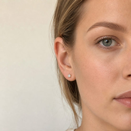 Minimalist 18kt Yellow Gold Diamond Stud Earrings