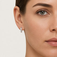 Baguette Diamond White Gold Huggie Earrings