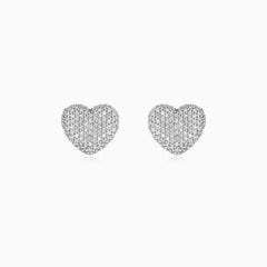 White Gold Diamond Heart Stud Earrings