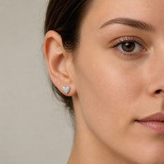White Gold Diamond Heart Stud Earrings
