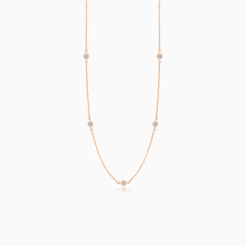 Rose gold bezel diamond necklace