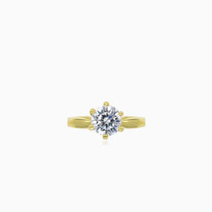 Classic yellow gold cubic zircon ring