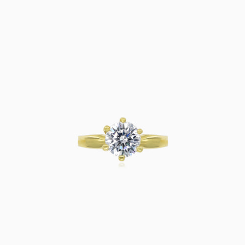 Klassischer Ring aus Gelbgold mit Zirkonia