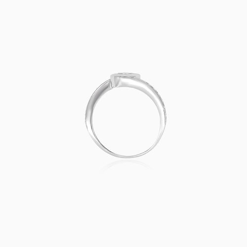 White gold cubic zirconia ring with accent zircons