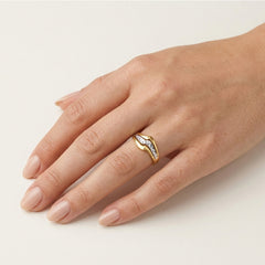 Vintage Two-Tone Gold Wave Ring