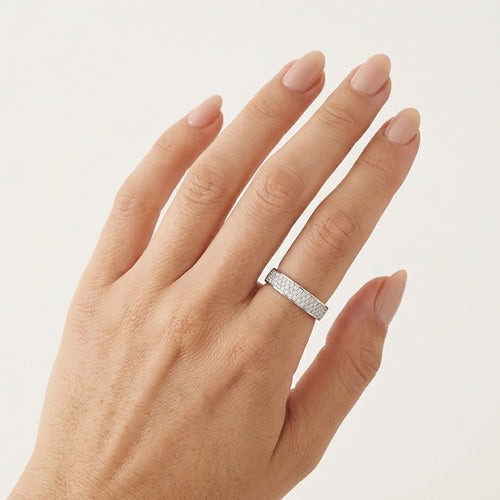 White Gold Multi-Row Diamond Ring
