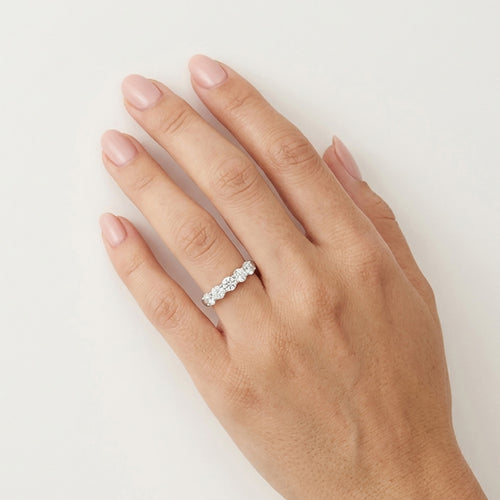 Five Diamond Ring in White Gold