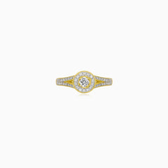 Yellow Gold Halo Diamond Ring