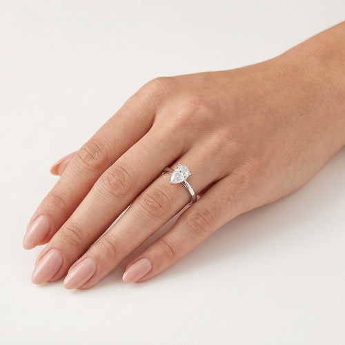 Pear Shape Diamond Engagement Ring in White Gold