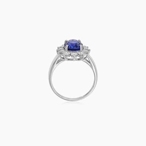 Prsten Royal Sapphire Halo z bílého zlata