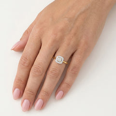 Halo Diamond Ring in 14kt Yellow Gold