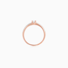 Rose Gold Diamond Ring With Pavé Accents