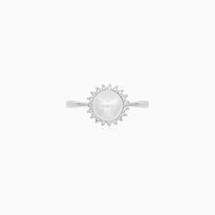 White Gold Freshwater Pearl Halo Ring