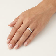 Solitaire Luster Diamond Ring With Princess Cut Channel Set Diamonds