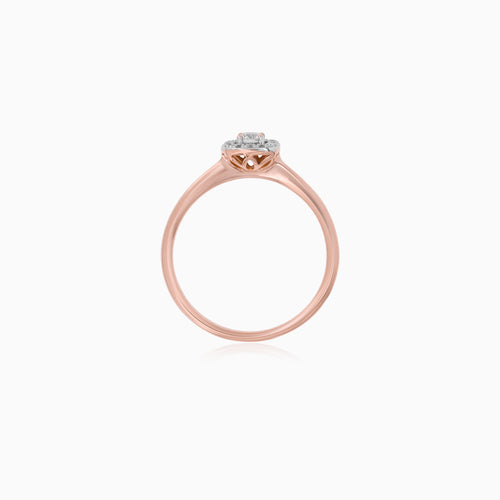 Rose Gold Round Diamond Halo Ring