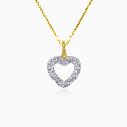 Yellow gold diamond heart pendant