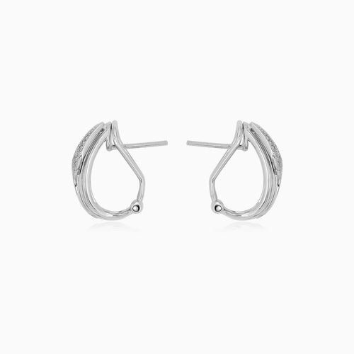 Refined White Gold Diamond Hoop Earrings