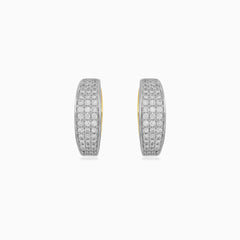 Elegantní náušnice z dvoubarevného zlata s pavé diamanty