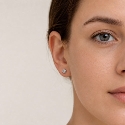 White Gold Bezel Diamond Stud Earrings