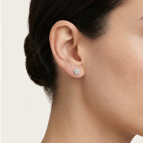 White Gold Diamond Cluster Stud Earrings