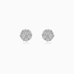 Yellow Gold Diamond Cluster Stud Earrings
