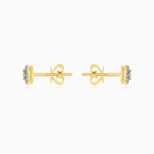 Yellow Gold Diamond Halo Stud Earrings