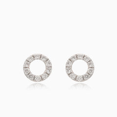 Gold stud earrings with  diamonds in round cut