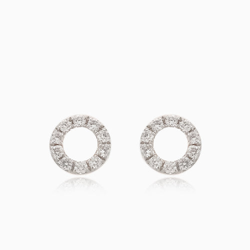 Gold stud earrings with  diamonds in round cut