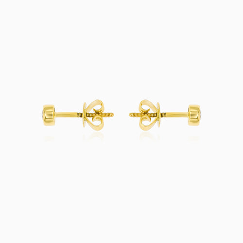 Yellow Gold Bezel Diamond Stud Earrings