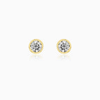 Yellow Gold Bezel Diamond Stud Earrings