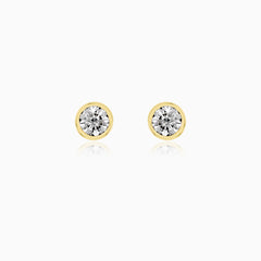 Yellow Gold Bezel Diamond Stud Earrings