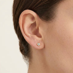 Yellow Gold Bezel Diamond Stud Earrings