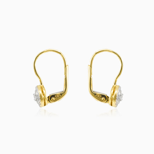 Yellow gold earrings with round diamond