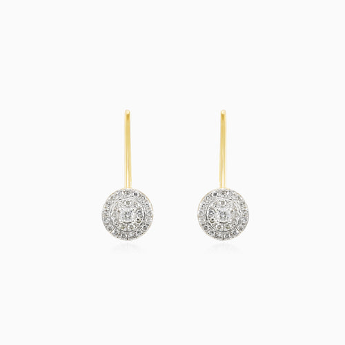 Yellow gold earrings with round diamond