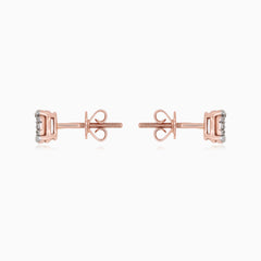 Rose Gold Diamond Halo Stud Earrings